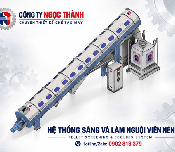 Máy sàng làm nguội viên nén gỗ, trấu 