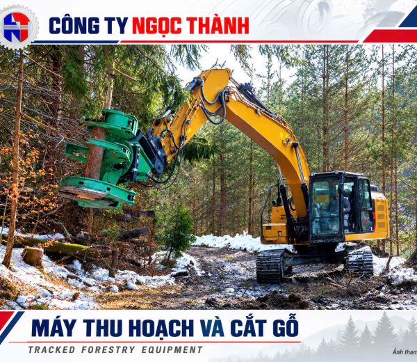 Xe thu hoạch gỗ đa năng – Kẹp cây, tuốt cành và cắt khúc