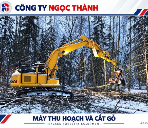 Xe thu hoạch gỗ đa năng – Kẹp cây, tuốt cành và cắt khúc